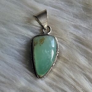 Green Chrysoprase Silver Plated Gemstone Necklace Pendant